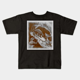 black and white pangolin surfing with sharks Kids T-Shirt